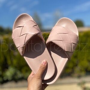 Nude Quilted Slides Sandals